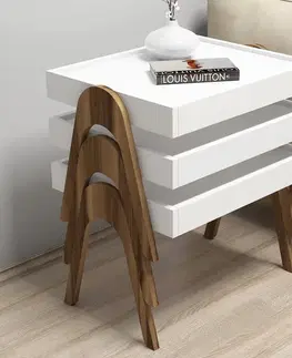 Sada odkládacích stolků (3 kusy) Roma - Walnut, White