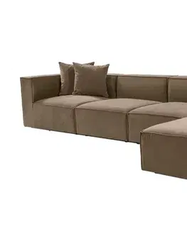 Rohová sedací souprava Sora (L1-O1-O1-1R-POUFFE ) - Brown