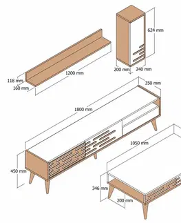 Living Room Furniture Set Valensiya - Walnut, Cream