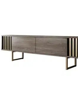 TV stolek Gold Line - Walnut, Black