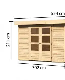 Dřevěný zahradní domek ASKOLA 4 s přístavkem 240 Lanitplast