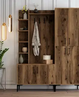 Vešák s botníkem, policemi a skříňí Viyana Walnut