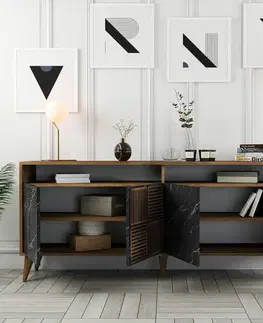 Skříňka Milan 2 Walnut and Black Marble
