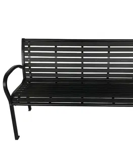 Lavička zahradní 125 x 60 x 80 cm, černá, ocel / plast
