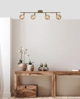 Stropní lampa Rodia s patinou, páskem 4x40W, stínidlo G9, jantarová