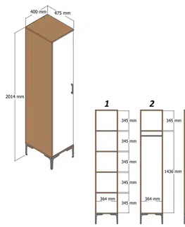 Šatní skříň Kumsal P - Walnut