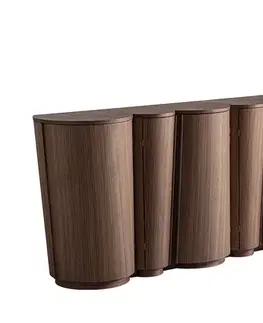 Estila Luxusní moderní šestidveřový příborník Loris s asymetrickým designem s půlkruhovými výběžky v ořechové hnědé barvě 242 cm