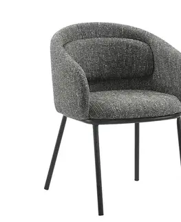 Estila Designová industriální šedá jídelní židle Tromso s čalouněním s opěrkovým polštářem a kovovými nožičkami 56 cm