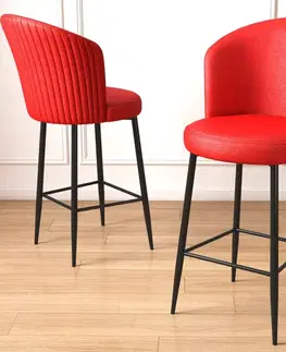 Bar Stool Set (2 Pieces) Uras - Red, Black