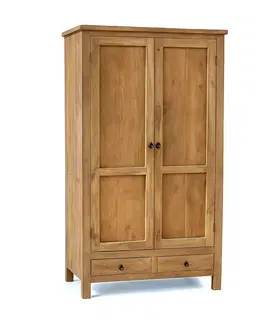 Estila Produkt Luxusní venkovská dvoudveřová šatní skříň Granaire se dvěma šuplíky z hnědého teakového dřeva s vintage efektem 180 cm