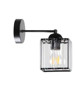 Nástěnná lampa Glassia Lamp černá 1X40 E27 černé stínidlo + čiré krystaly