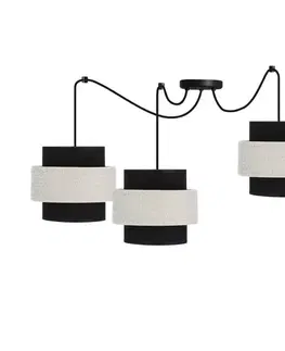 Závěsná lampa Benta P černá, 3x40W, stínidlo E27, černá+krémová