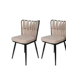 Sada jídelních židlí Kusakli Cream and Black, 2 ks, 2 ks