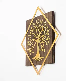 Dekorativní dřevěný doplněk na zeď Tree v2 - Gold