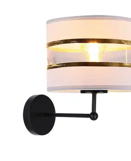Nástěnná lampa Andy, černá, 1x40W, stínidlo E27, bílá + zlatá