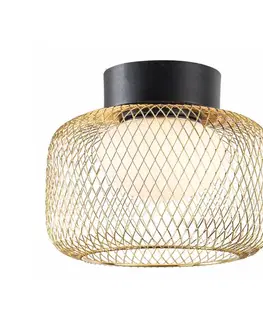 Lampa sufitowa Sopra 25 czarno złota klosz druciany do salonu GX53