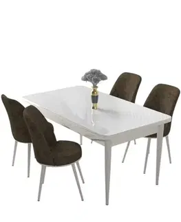 Dining Table & Chairs Set (5 Pieces) Nil - White, Brown