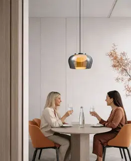 Lampa wisząca Insieme 35 szklana klosz dymiony nad stół do salonu