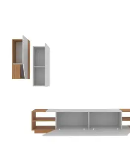 Televizní stolek se skříňkou Zebra White and Teak