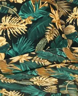 Bellatex Bavlněné povlečení Monstera zelená, 140 × 200, 70 × 90 cm