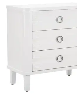 Estila Luxusní venkovská bílá komoda Lucido Bianco s lesklým lakem a třemi zásuvkami s kulatými úchyty 84 cm