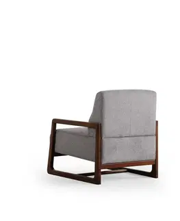 Křeslo ušák Athena Bergere - Light Grey, Walnut