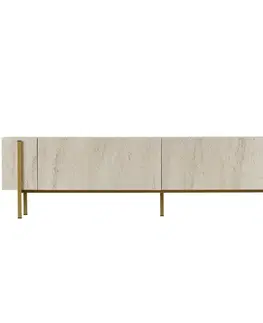 Televizní stolek Glamour - Travertine, Gold, 