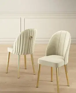 Sada židlí (6 kusů) Mara - Cream, Gold