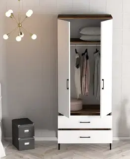 Šatní skříň Kumsal T - Walnut, White