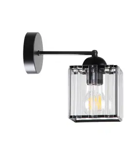 Nástěnná lampa Glassia Lamp černá 1X40 E27 černé stínidlo + čiré krystaly