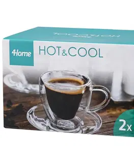4Home Termo sklenice šálek s podšálkem Heart Hot&Cool, 150 ml, 2 ks