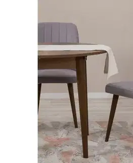 Jídelní set s rozkládacím stolem a židlemi (5 kusů) Vina 0701 - Walnut, Grey