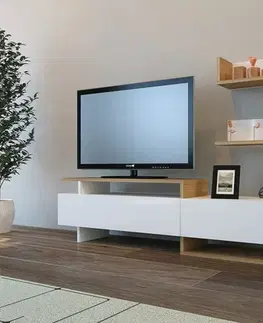 TV stěna / Sestava pod TV Ayaz - White, Teak