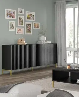 ARTBm Tv stolek WAVE 200 | 4D Provedení: Bílá mat / černé nohy