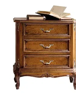 Estila Luxusní klasický noční stolek Emociones z masivu se třemi šuplíky na zdobených nožičkách 62cm