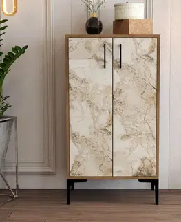 Botník Prag Walnut and White Marble