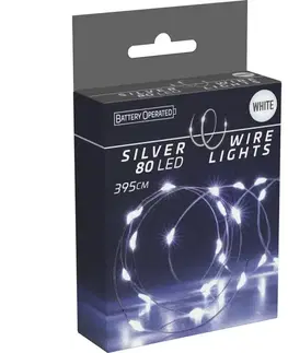 Světelný drát Silver lights 80 LED, studená bílá, 395 cm