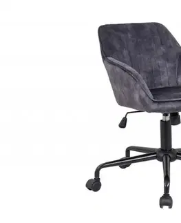 Estila Moderní otočná kancelářská židle Vittel v šedém potahu s kovovými nohami na kolečkách 89cm