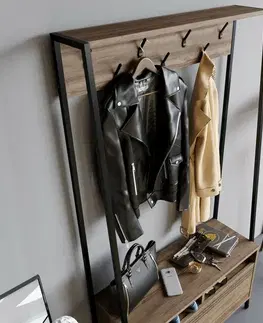 Věšák s botníkem Devin Walnut and Black