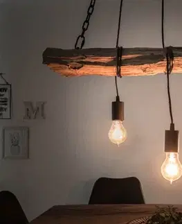 Estila Industriální závěsná lampa Barracuda z masivního dřeva a kovu 73cm