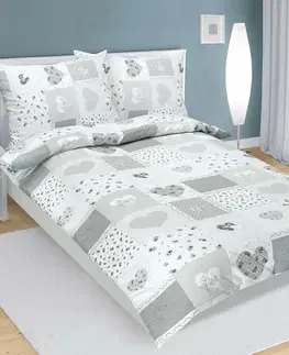 Bellatex Bavlněné povlečení Srdce patchwork, 140 x 200 cm, 70 x 90 cm