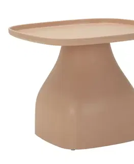 Estila Moderní růžový oblý čtvercový příruční stolek Avanguardio s hladkým povrchem s keramickým vzhledem 48 cm