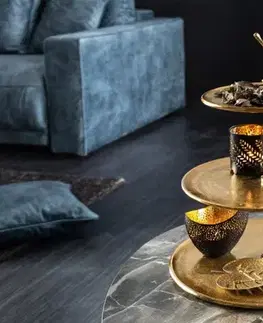 Estila Designový třípatrový etažér na zákusky Evana z kovu zlaté barvy 48cm