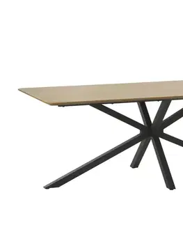 Estila Jídelní stůl Holstebro, dub/černý kov, 200 cm