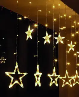 Solight LED venkovní vánoční závěs, hvězdy, šíře 3m, 123LED, IP44, 3xAA, teplá bílá