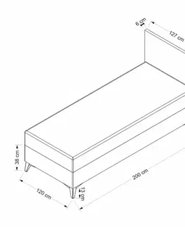 Rám dvoulůžkové postele s čelem Abella 120 x 200 - Grey