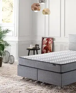 Double Mattress, Base & Headboard Silver - Grey (140 x 190)