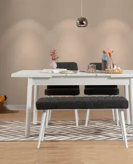 Jídelní set s rozkládacím stolem a židlemi (4 kusy) Santiago White-Antracite