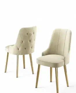 Sada židlí (4 kusy) Newa - Cream, Gold