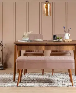 Jídelní set s rozkládacím stolem a židlemi (4 kusy) Vina 0900 - 3 - Walnut, Stone